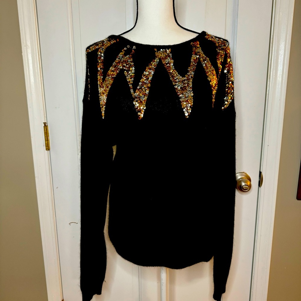 Vintage sequin sweater silk angora wool Size: Small